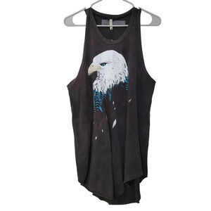 Emma & Sam Womens Tank Top S Black Wash Eagle Print Sleeveless Scoop Neck NEW